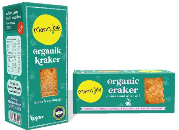 MONN BIO ORGANİK Kinoalı Zeytinyağlı Kraker 80 grOrganik Ürünler